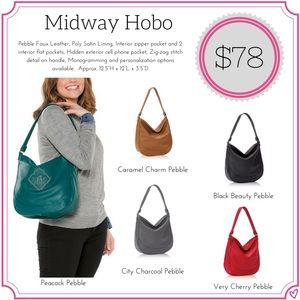 New Thirty-One Midway Hobo Shoulder Bag in Black Beauty Pebble